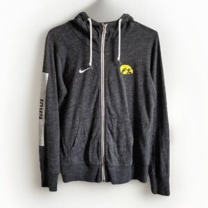 Nike Iowa Hawkeyes Full Zip Hoodie Hooded Jacket Heathered Black Womens Medium